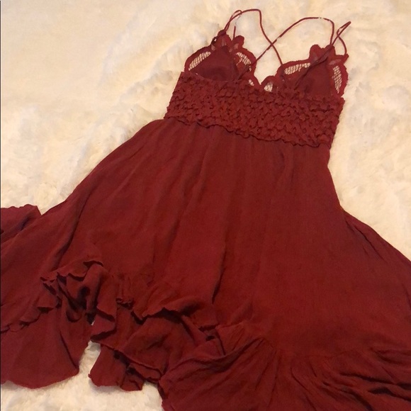 FREE PEOPLE Adella Lace Mini Dress Dark Cherry - Picture 10 of 14